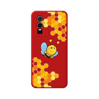 Funda Silicona Líquida Roja Para Vivo Y76 5g Diseño Abeja