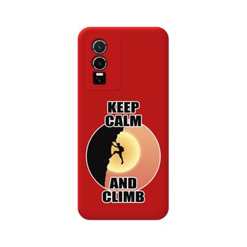 Funda Silicona Líquida Roja Para Vivo Y76 5g Diseño Hombre Escalada