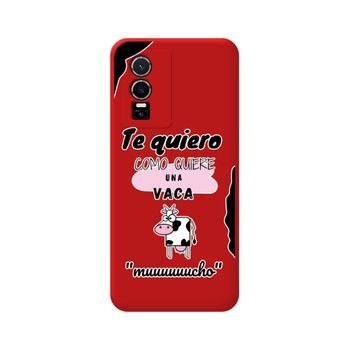 Funda Silicona Líquida Roja Para Vivo Y76 5g Diseño Vaca