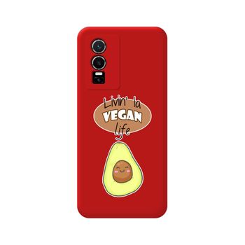 Funda Silicona Líquida Roja Para Vivo Y76 5g Diseño Vegan Life