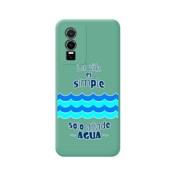 Funda Silicona Líquida Verde Para Vivo Y76 5g Diseño Agua