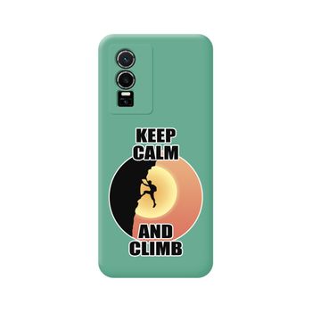 Funda Silicona Líquida Verde Para Vivo Y76 5g Diseño Hombre Escalada