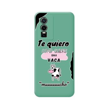 Funda Silicona Líquida Verde Para Vivo Y76 5g Diseño Vaca