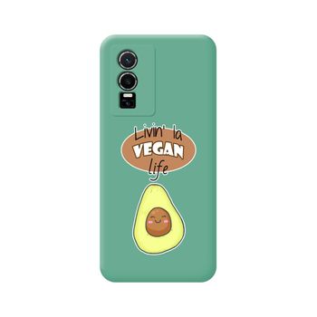 Funda Silicona Líquida Verde Para Vivo Y76 5g Diseño Vegan Life