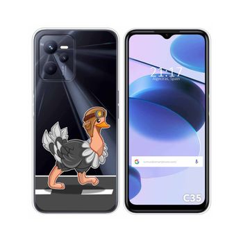 Funda Silicona Transparente Para Realme C35 Diseño Avestruz