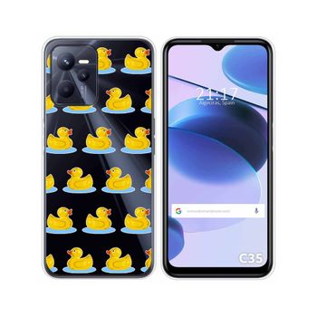 Funda Silicona Transparente Para Realme C35 Diseño Pato