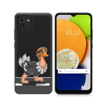 Funda Silicona Transparente Para Samsung Galaxy A03 Diseño Avestruz