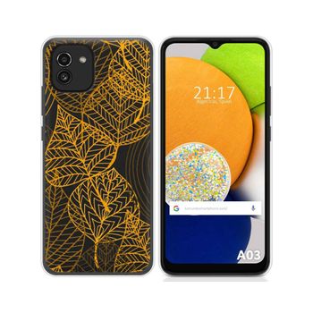 Funda Silicona Transparente Para Samsung Galaxy A03 Diseño Hojas