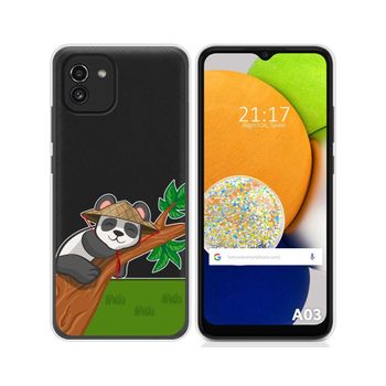 Funda Silicona Transparente Para Samsung Galaxy A03 Diseño Panda