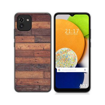 Funda Silicona Para Samsung Galaxy A03 Diseño Madera 03