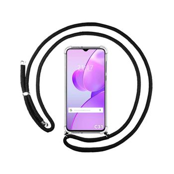 Funda Colgante Transparente Para Realme C31 Con Cordon Negro