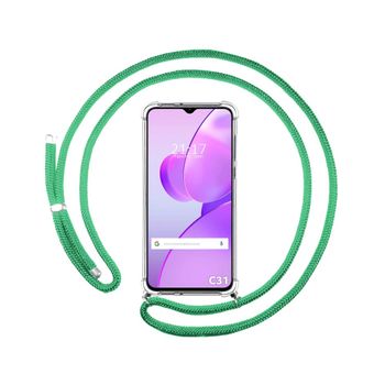 Funda Colgante Transparente Para Realme C31 Con Cordon Verde Agua