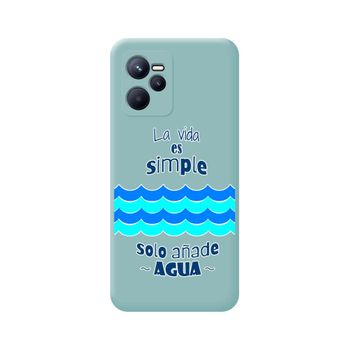 Funda Silicona Líquida Azul Para Realme C35 Diseño Agua