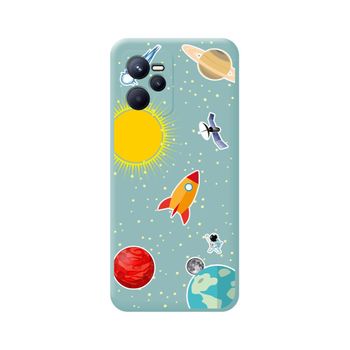 Funda Silicona Líquida Azul Para Realme C35 Diseño Espacio