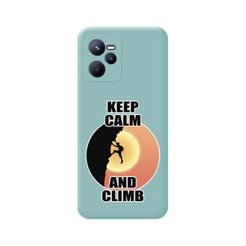 Funda Silicona Líquida Azul Para Realme C35 Diseño Hombre Escalada