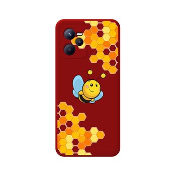 Funda Silicona Líquida Roja Para Realme C35 Diseño Abeja