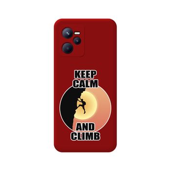 Funda Silicona Líquida Roja Para Realme C35 Diseño Hombre Escalada