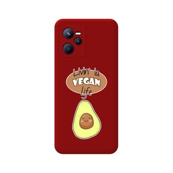 Funda Silicona Líquida Roja Para Realme C35 Diseño Vegan Life