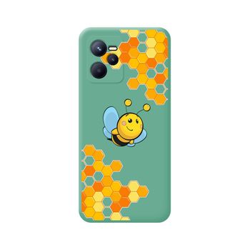 Funda Silicona Líquida Verde Para Realme C35 Diseño Abeja