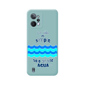 Funda Silicona Líquida Azul Para Realme C31 Diseño Agua