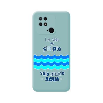 Funda Silicona Líquida Azul Para Xiaomi Redmi 10c Diseño Agua