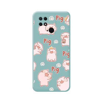 Funda Silicona Líquida Azul Para Xiaomi Redmi 10c Diseño Cerdos