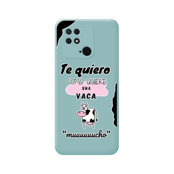 Funda Silicona Líquida Azul Para Xiaomi Redmi 10c Diseño Vaca