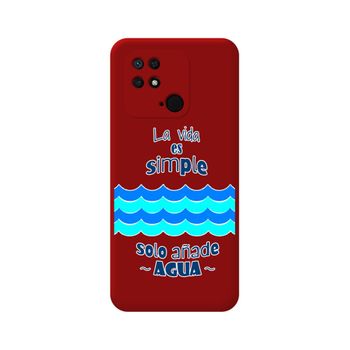 Funda Silicona Líquida Roja Para Xiaomi Redmi 10c Diseño Agua