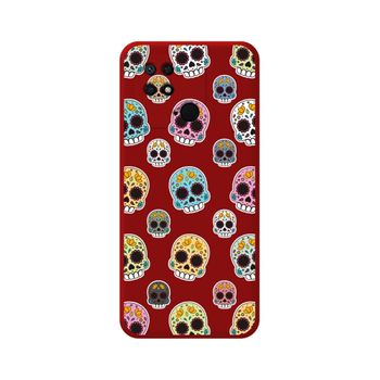 Funda Silicona Líquida Roja Para Xiaomi Redmi 10c Diseño Catrina