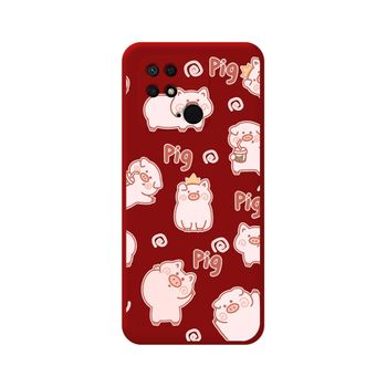 Funda Silicona Líquida Roja Para Xiaomi Redmi 10c Diseño Cerdos