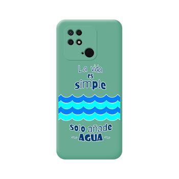 Funda Silicona Líquida Verde Para Xiaomi Redmi 10c Diseño Agua