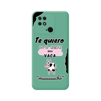 Funda Silicona Líquida Verde Para Xiaomi Redmi 10c Diseño Vaca