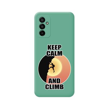 Funda Silicona Líquida Verde Para Samsung Galaxy M23 5g Diseño Hombre Escalada