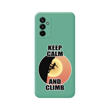 Funda Silicona Líquida Verde Para Samsung Galaxy M23 5g Diseño Mujer Escalada