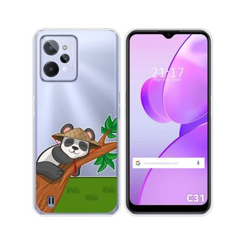 Funda Silicona Transparente Para Realme C31 Diseño Panda