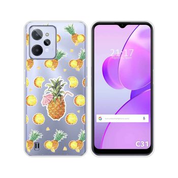 Funda Silicona Transparente Para Realme C31 Diseño Piña