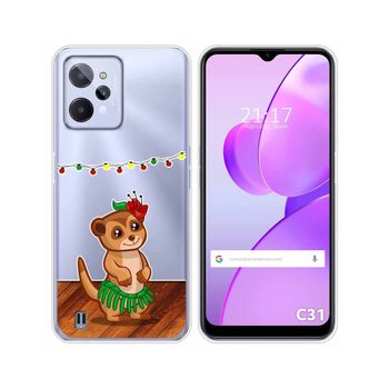 Funda Silicona Transparente Para Realme C31 Diseño Suricata