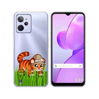 Funda Silicona Transparente Para Realme C31 Diseño Tigre