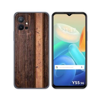 Funda Silicona Para Vivo Y55 5g Diseño Madera 05