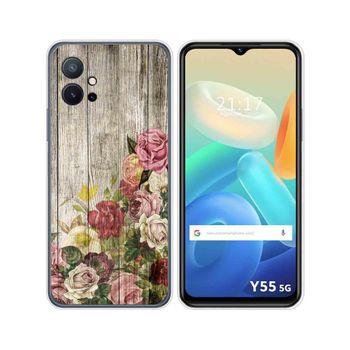 Funda Silicona Para Vivo Y55 5g Diseño Madera 08