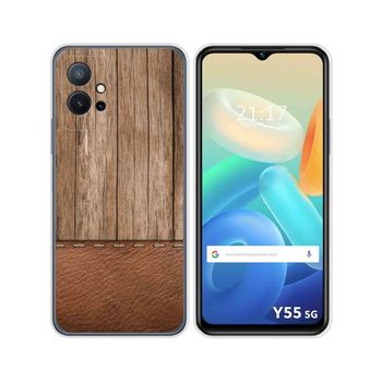 Funda Silicona Para Vivo Y55 5g Diseño Madera 09