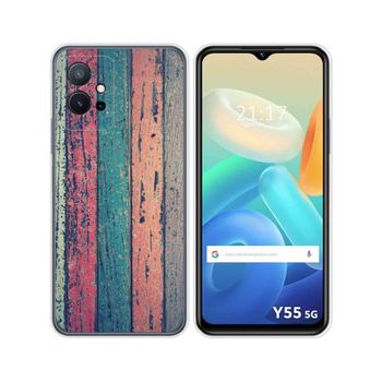 Funda Silicona Para Vivo Y55 5g Diseño Madera 10