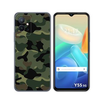 Funda Silicona Para Vivo Y55 5g Diseño Camuflaje