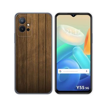 Funda Silicona Para Vivo Y55 5g Diseño Madera