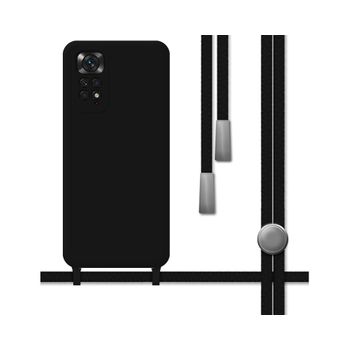 Funda Silicona Líquida Con Cordón Para Xiaomi Redmi Note 11 / 11s Color Negra
