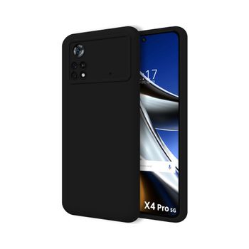 Funda Silicona Líquida Ultra Suave Para Xiaomi Poco X4 Pro 5g Color Negra