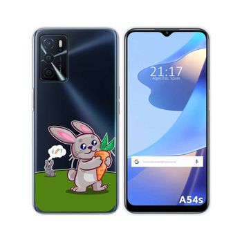 Funda Silicona Transparente Para Oppo A54s Diseño Conejo Dibujos