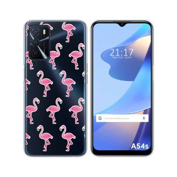 Funda Silicona Transparente Para Oppo A54s Diseño Flamenco Dibujos