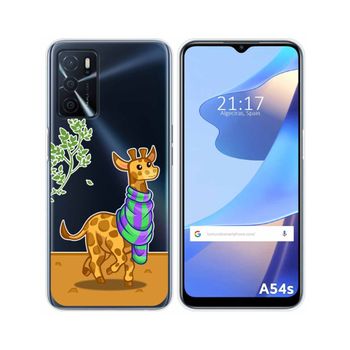 Funda Silicona Transparente Para Oppo A54s Diseño Jirafa Dibujos