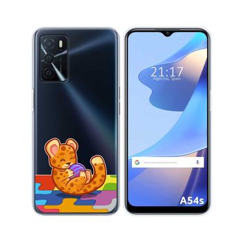 Funda Silicona Transparente Para Oppo A54s Diseño Leopardo Dibujos